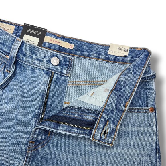 Levis Premium Womens XL Straight Denim Jeans Blue Mid Rise Baggy Loose Wide - Picture 12 of 16